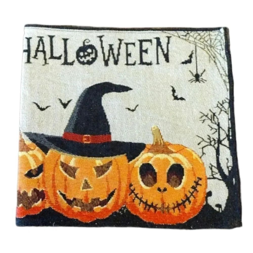 Halloween Spooky Jack O Lantern 54" Tapestry Table Runner‎ NWOT